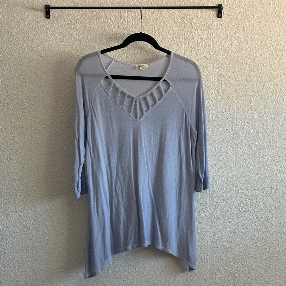 Madison & Berkeley Sky Blue Tunic with Cut-Out Design